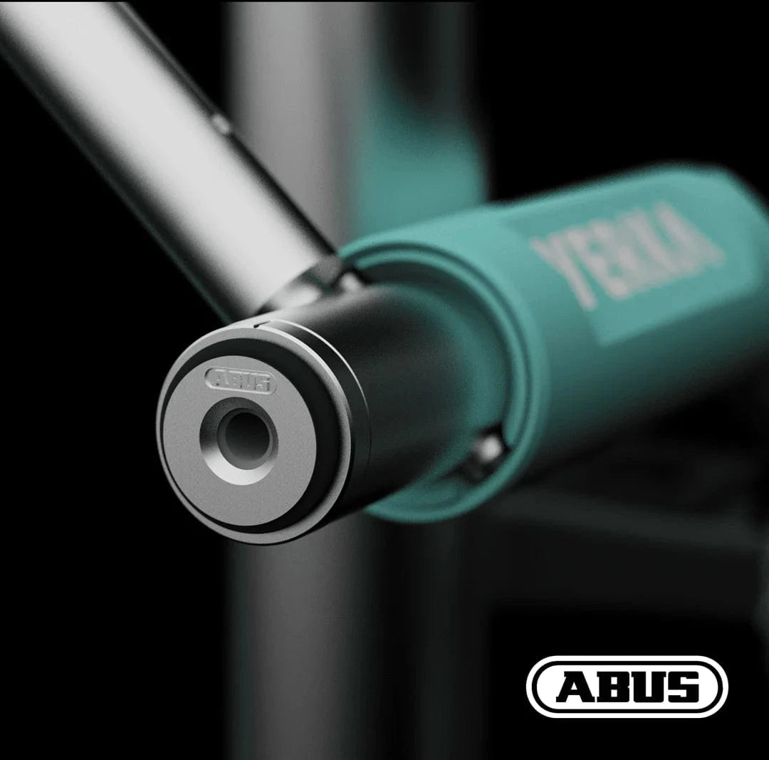 Close-up of ABUS bike lock on Yerka frame.