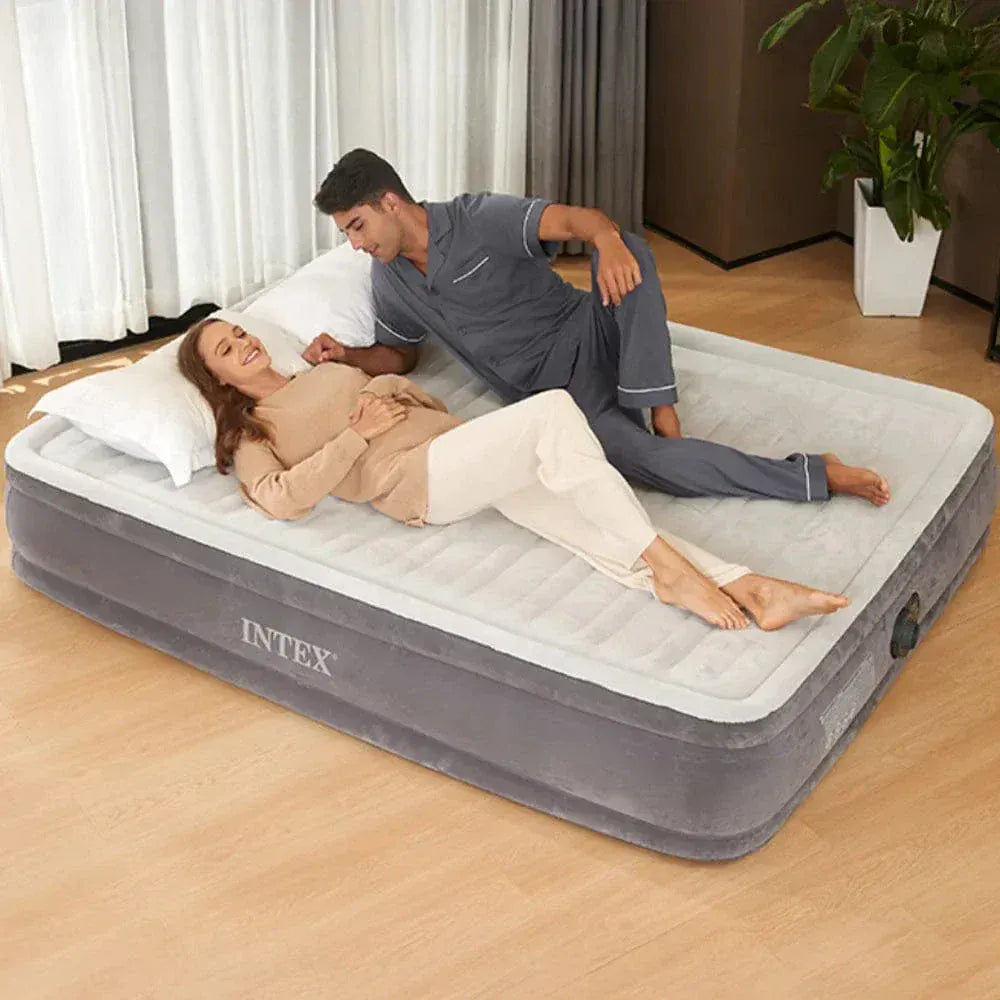 Often Accessories Intex High Quality Plush Inflatable Mattress Built-In Electric Pump (Double Bed)