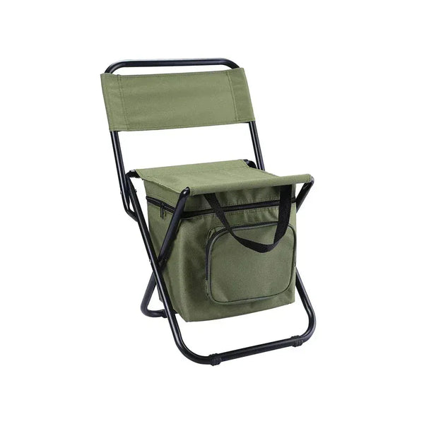 Folding Directors Chair with Cooler Bag - Often Foldable Camping Chair 10L Cooler Military Green