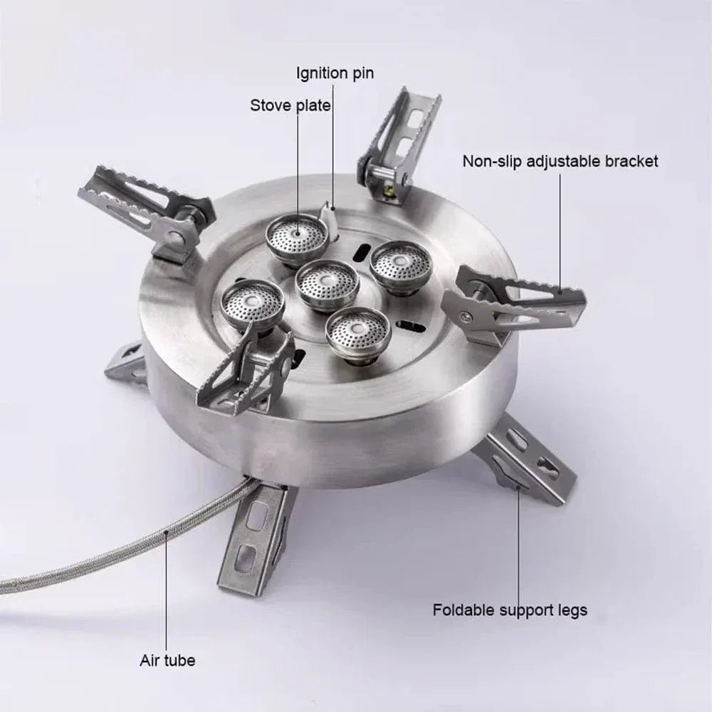 Often Accessories Often High Power Wind Resist 5 Heads Steel ButaneGas Fire Stove 12800W