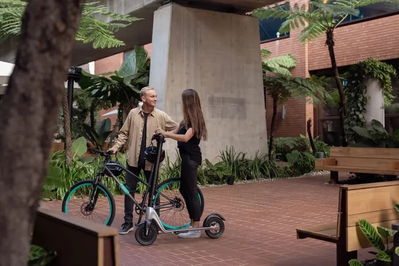 Rider with an HX electric scooter