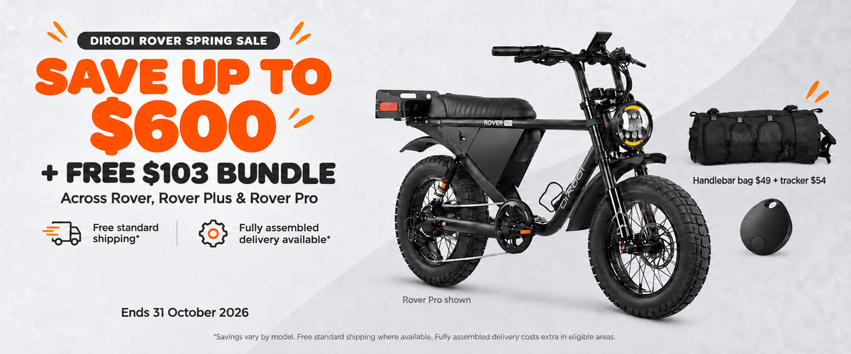DiroDi Rover electric bike with a free handlebar bag and GPS tracker — Spring Sale.