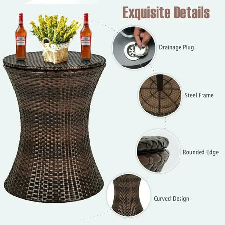 Often Accessories Often Multifunctional Deluxe Pop-up Rattan Cooler Adjustable Bar Table