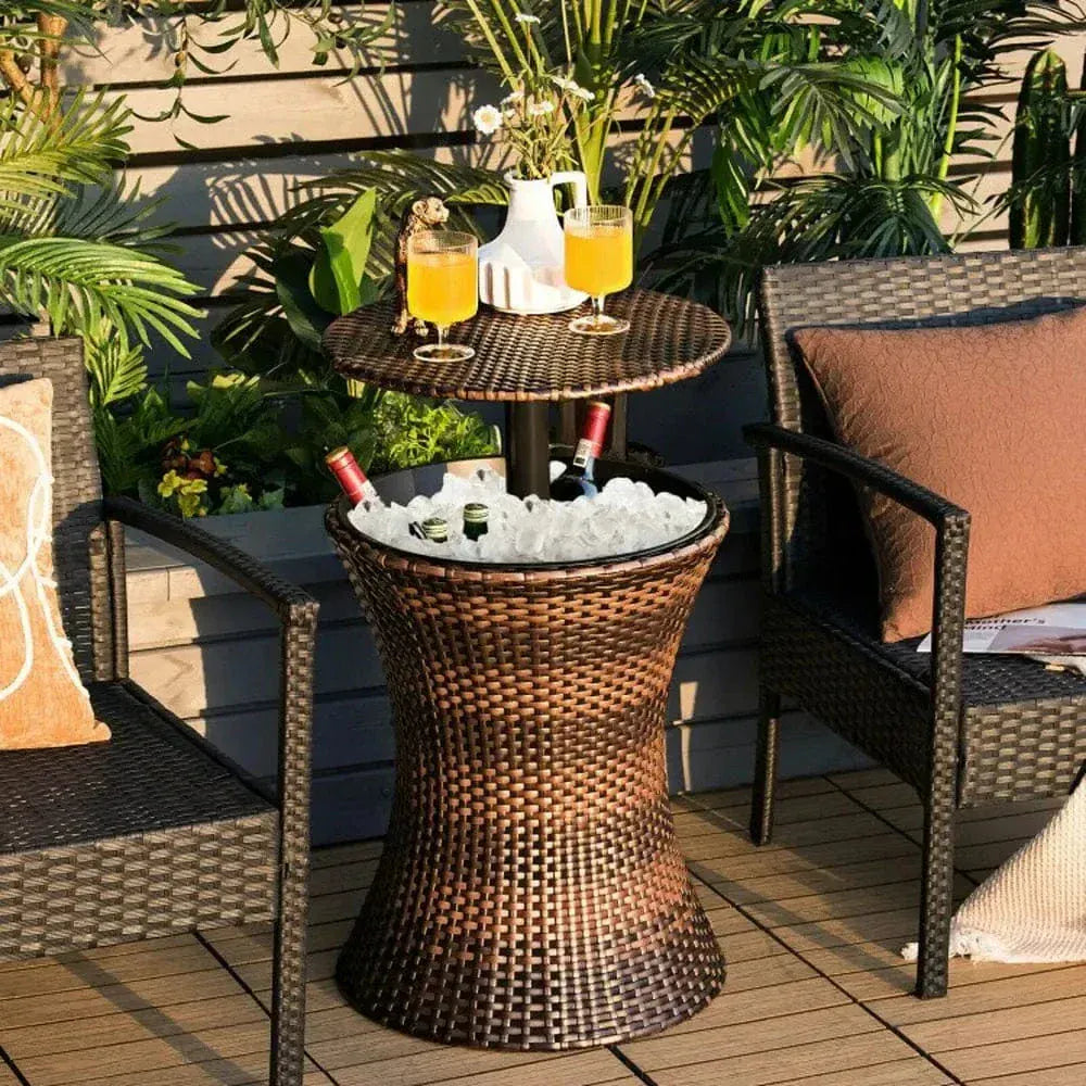 Often Accessories Often Multifunctional Deluxe Pop-up Rattan Cooler Adjustable Bar Table