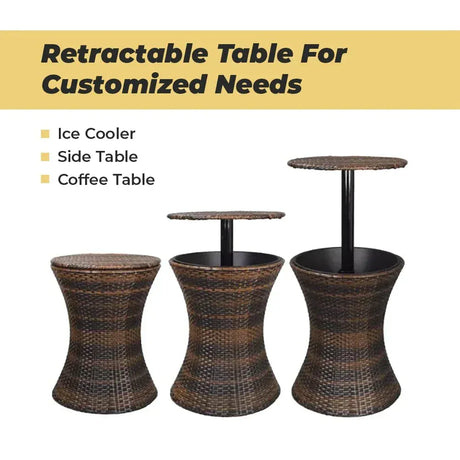 Often Accessories Often Multifunctional Deluxe Pop-up Rattan Cooler Adjustable Bar Table