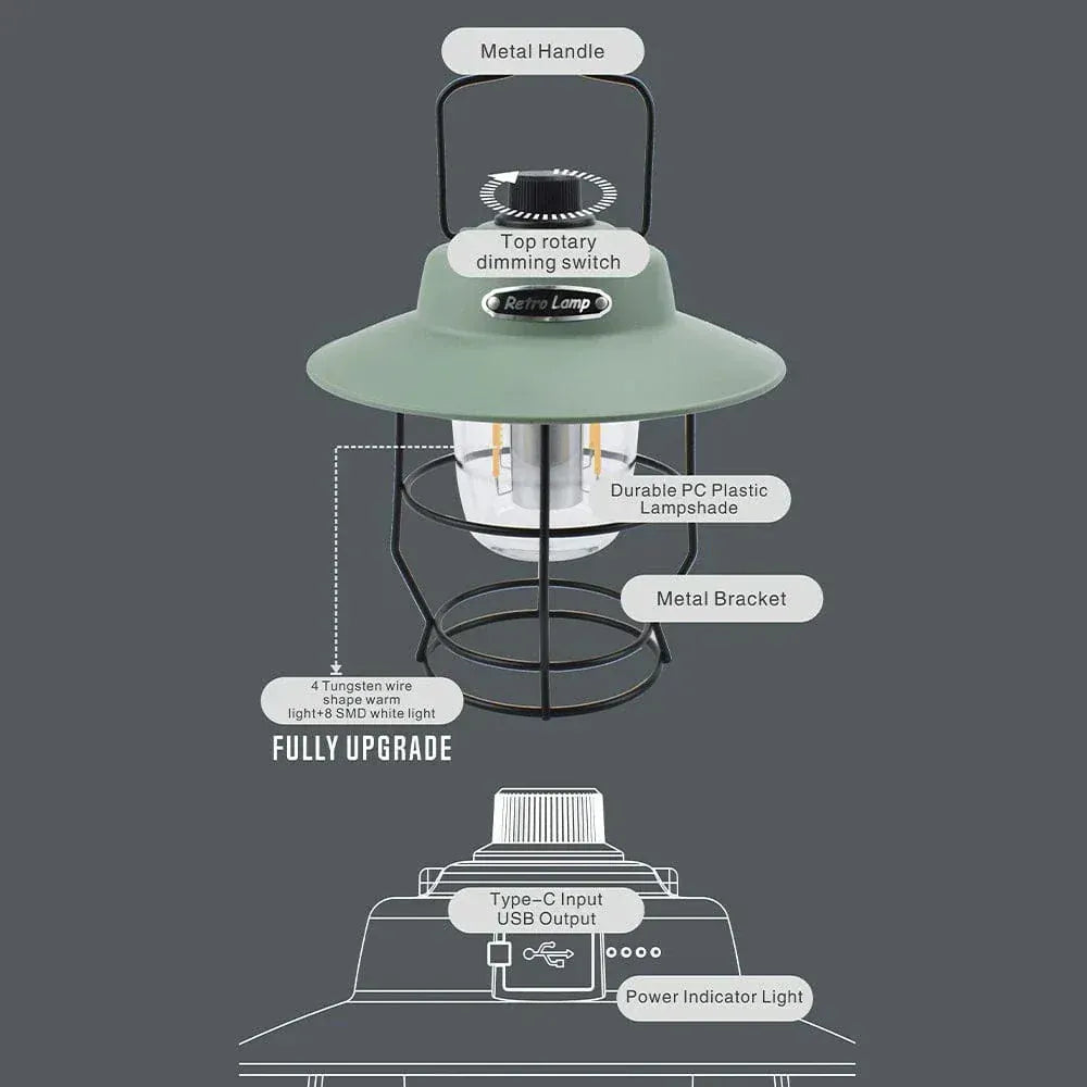 Often Accessories Often Retro Lamp Outdoor USB Rechargeable Power Bank Dimmer Camping Light (Medium Size)