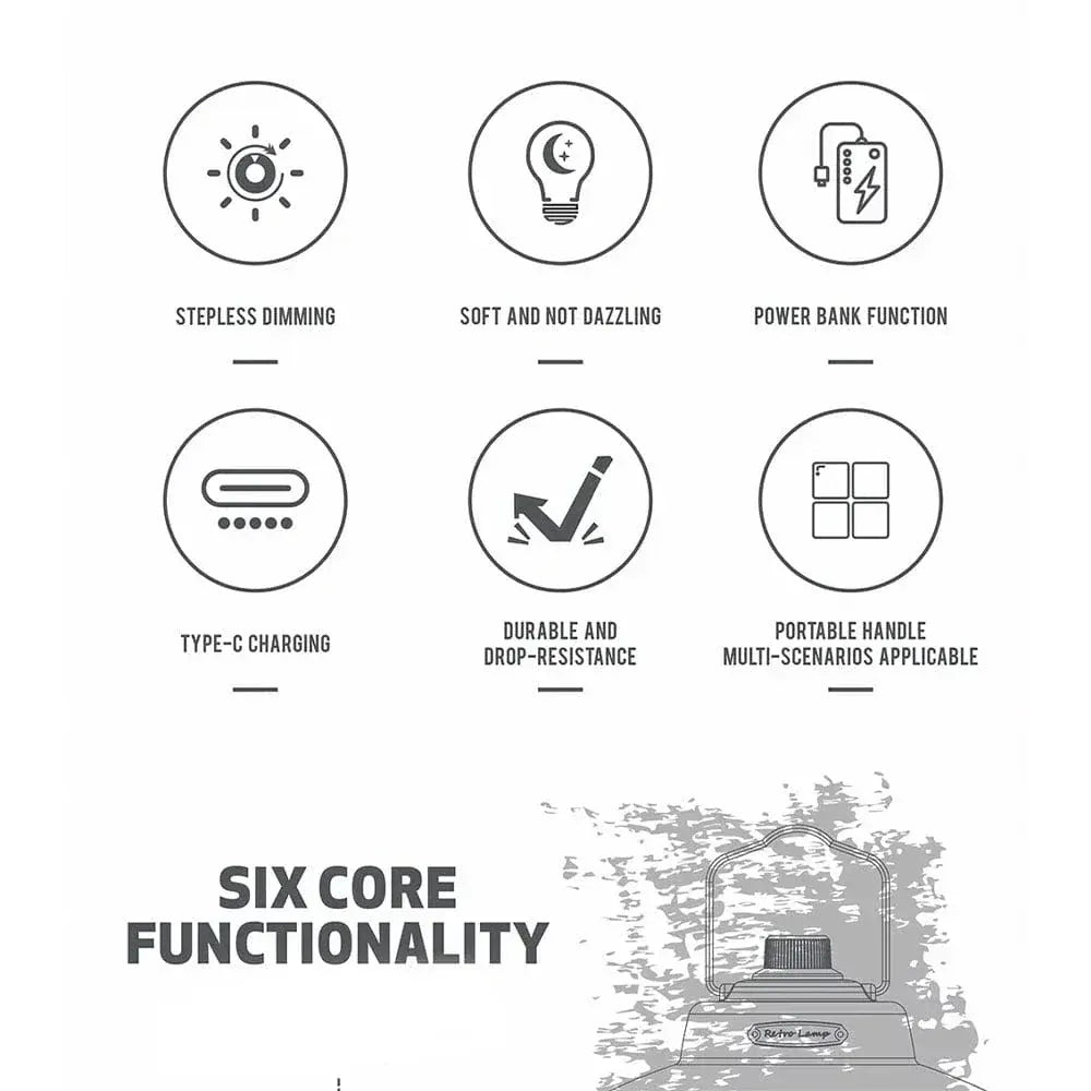 Often Accessories Often Retro Lamp Outdoor USB Rechargeable Power Bank Dimmer Camping Light (Medium Size)